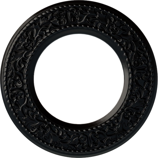 Ekena Millwork Blackthorn Ceiling Medallion (Fits Canopies up to 7 1/2"), 13 3/8"OD x 7 1/2"ID x 3/4"P, Jet Black CM13BLBLF - main